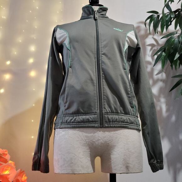Puma Mock Neck Full Zip Track Jacket Women's Size S Gray/White Retro Activewear - Picture 4 of 13
